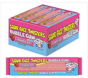 Sour face twisters bubble gum