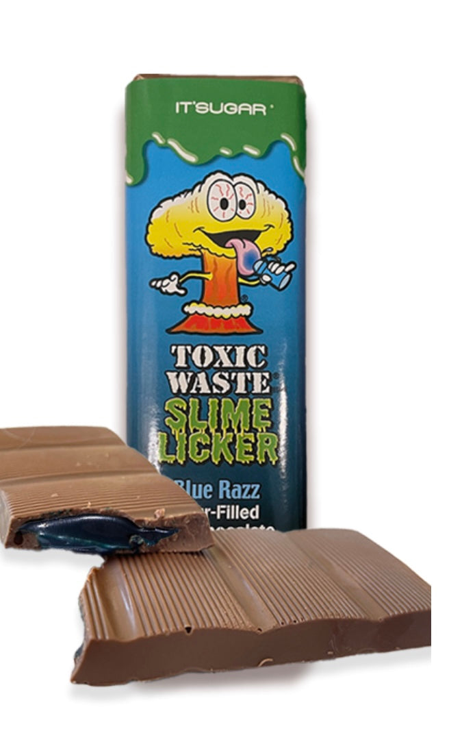 Toxic waste slime licker Blue Raspberry chocolate bar